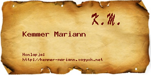 Kemmer Mariann névjegykártya